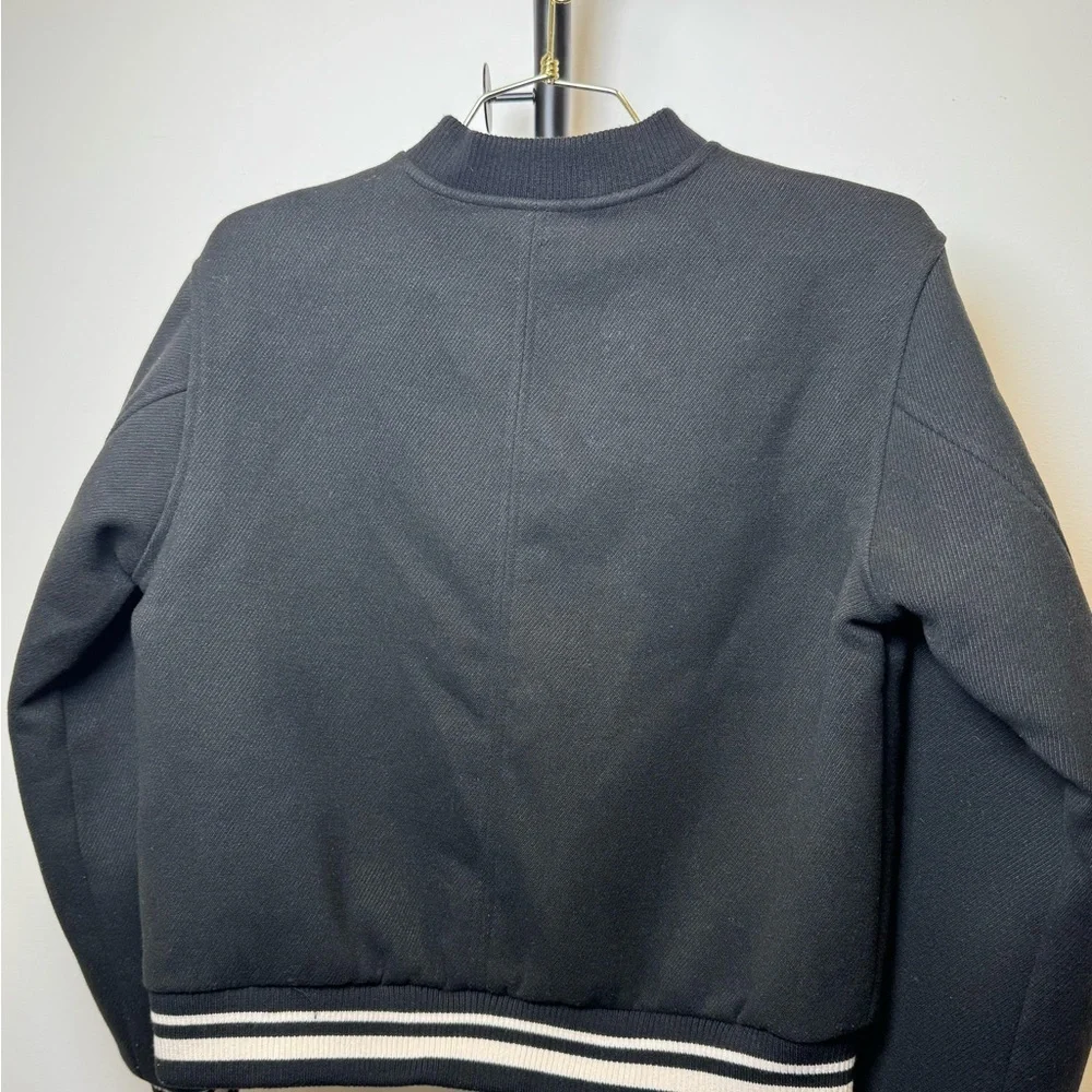 Zara Charcoal Bomber Jacket with Lace Detail
